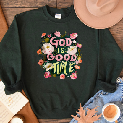 Sweater "God is Good All the Time" con Diseño Floral