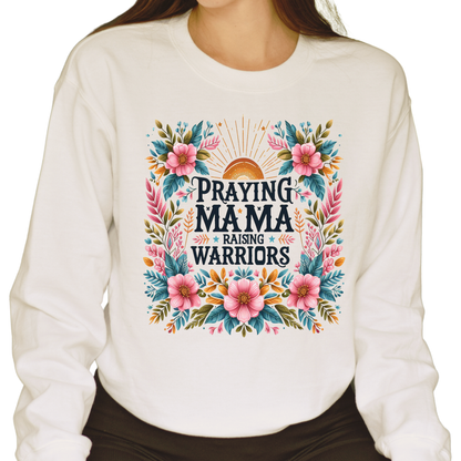 Sweater "Praying Mama Raising Warriors" con Diseño Floral