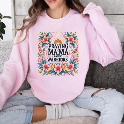 Sweater "Praying Mama Raising Warriors" con Diseño Floral