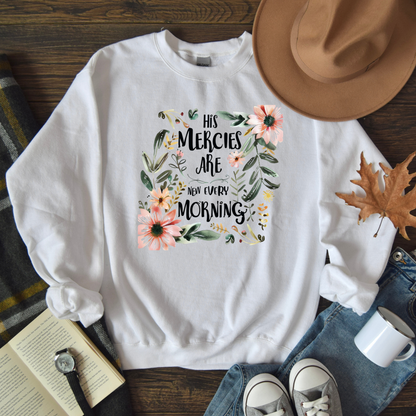 Sweater "His Mercies Are New Every Morning" con Diseño Floral