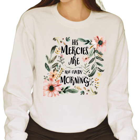 Sweater "His Mercies Are New Every Morning" con Diseño Floral