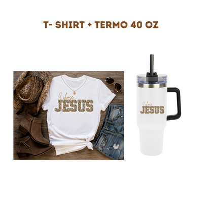 T- shirt  Leopardo + Termo 40 oz