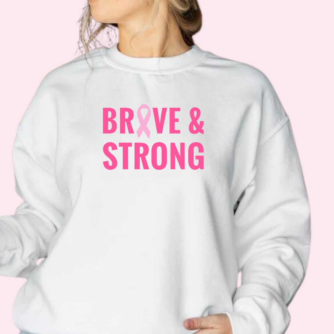 Sweater "Brave and Strong" cancer de mama. abrigo, hoodie