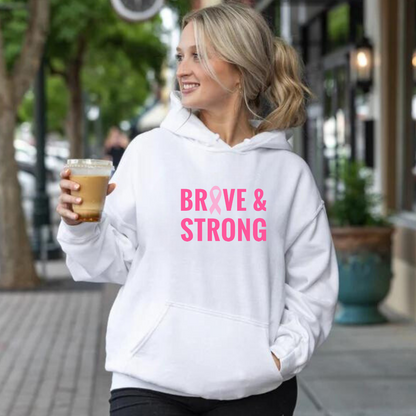 Sweater "Brave and Strong" cancer de mama. abrigo, hoodie