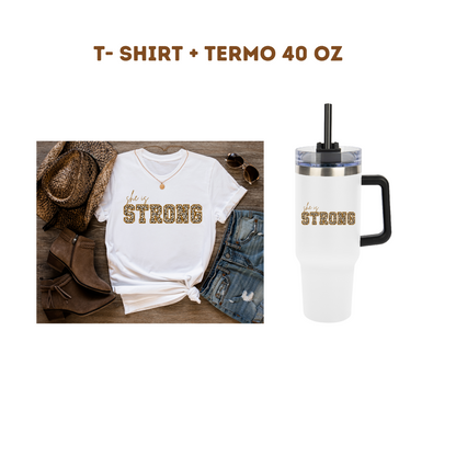 T- shirt  Leopardo + Termo 40 oz