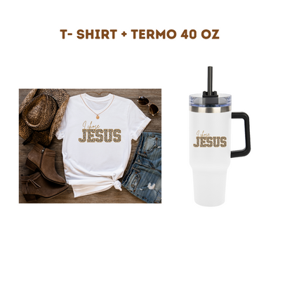 T- shirt  Leopardo + Termo 40 oz