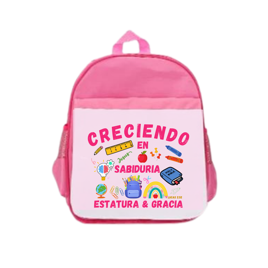 Mochila "CRECIENDO EN SABIDURIA" para niños- back to school- backpack