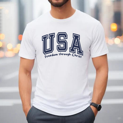 T- shirt "Freedom through Christ" 4th July UNISEX