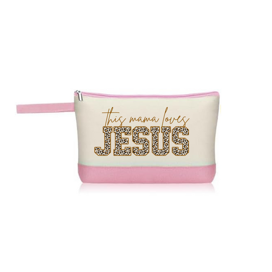 Small Bag  "This Mama Loves Jesus" With zipper, Cosmetic, Makeup, Pencil, Cartera, Bolso