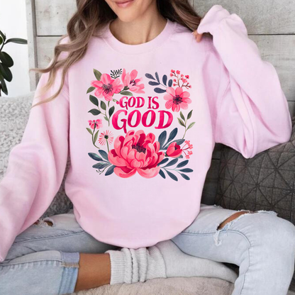 Sweater "God is Good" con Diseño Floral