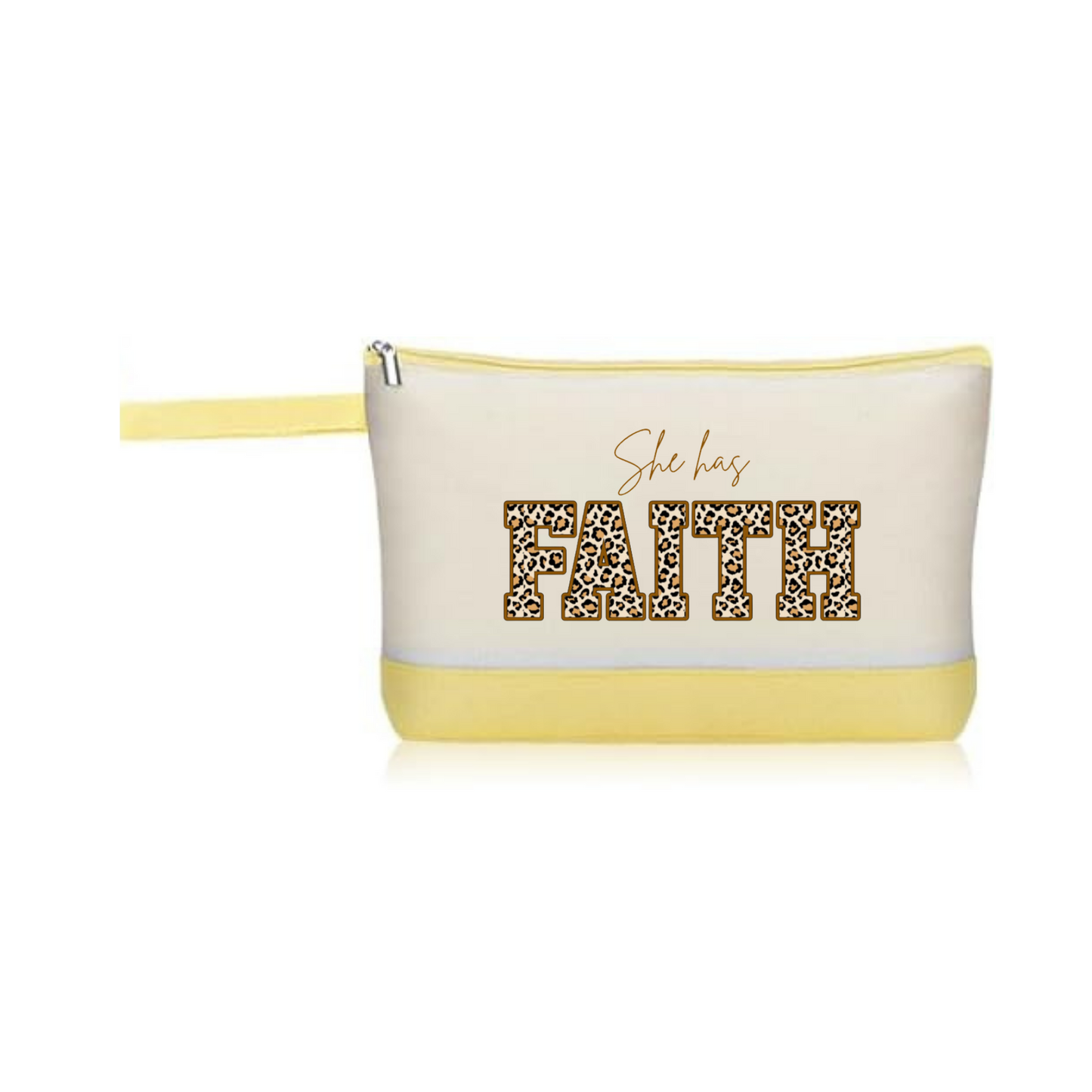 Small Bag  "She has Faith" With zipper, Cosmetic, Makeup, Pencil, Cartera, Bolso