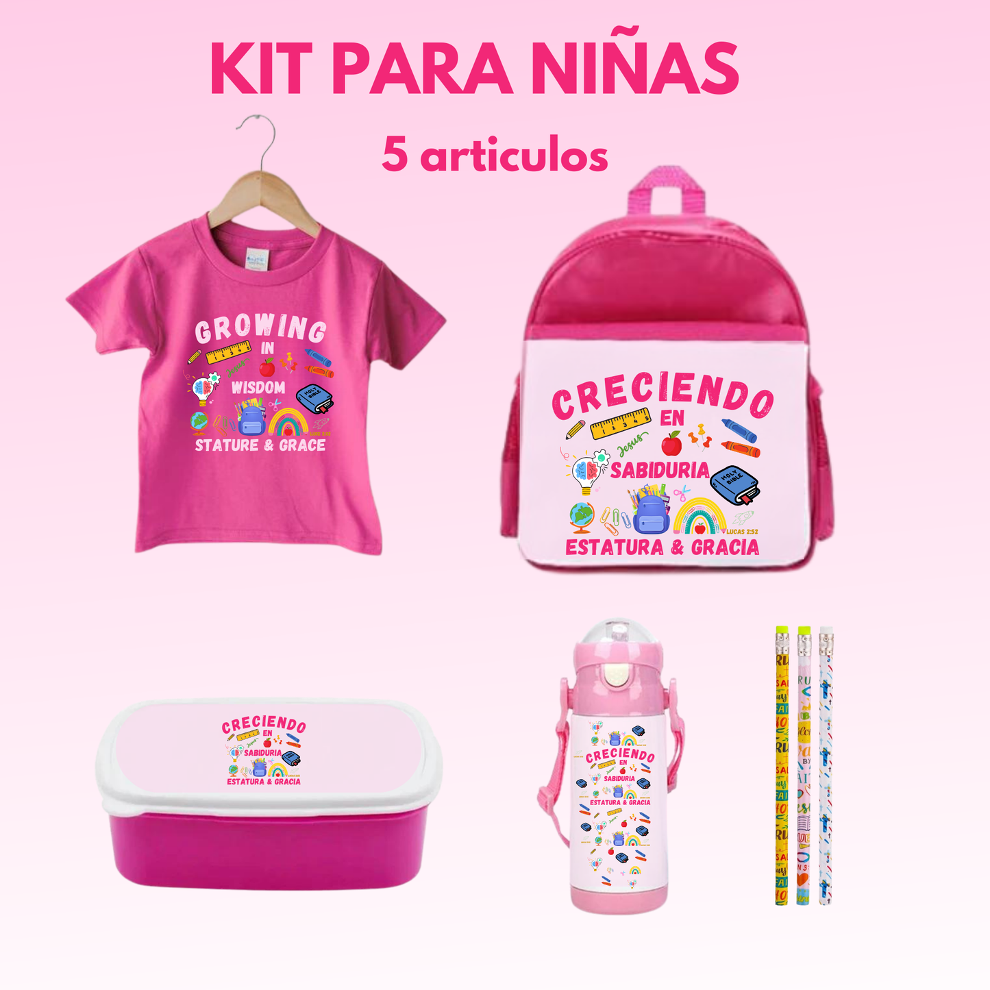 KIT DE 5 ARTICULOS PARA NIÑOS