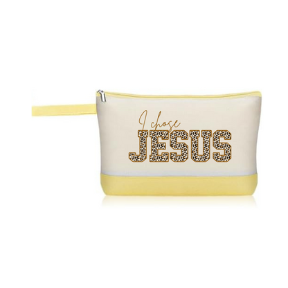 Small Bag  "I  chose Jesus" Whith zipper, cosmetic, Makeup, Pencil, Cartera, bolso