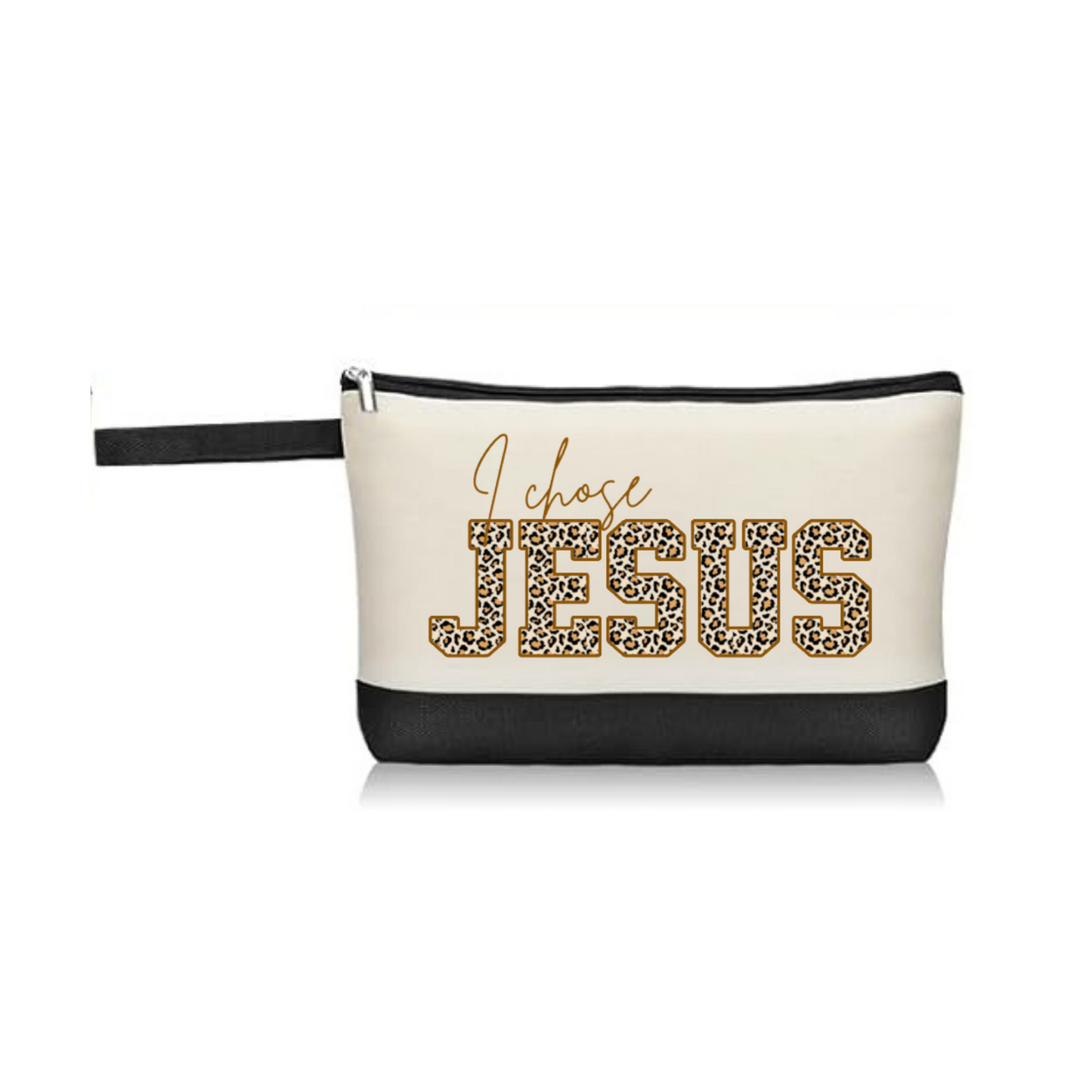 Small Bag  "I  chose Jesus" Whith zipper, cosmetic, Makeup, Pencil, Cartera, bolso