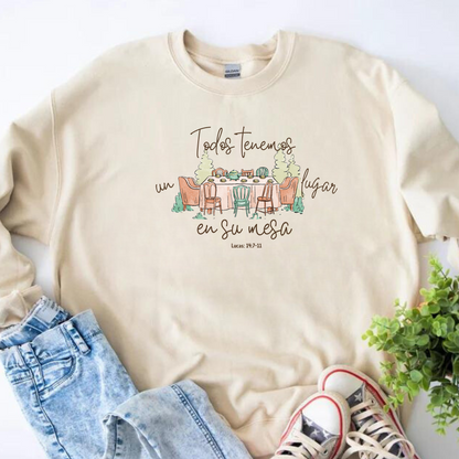 Sweater "TODOS TENEMOS UN LUGAR EN SU MESA" sueter, abrigo