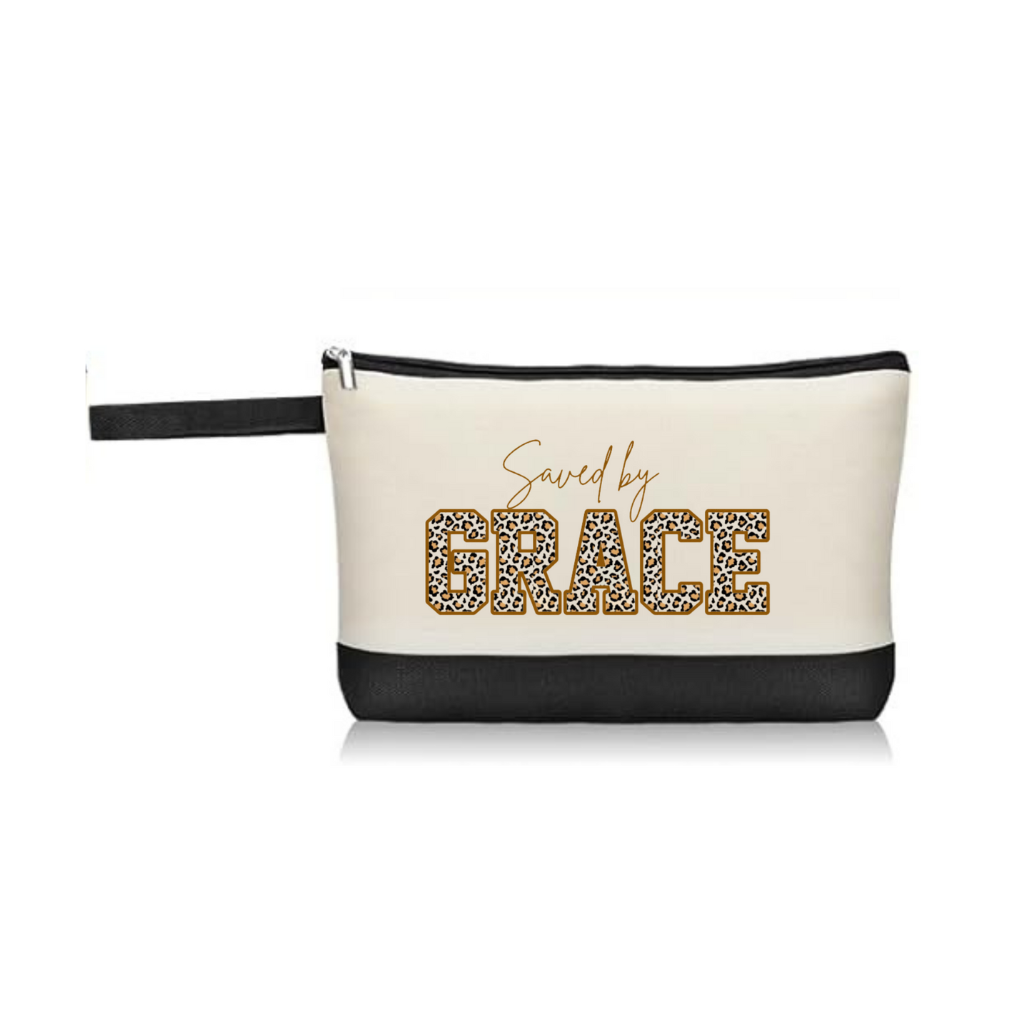 Small Bag  "Saved by Grace" With zipper, Cosmetic, Makeup, Pencil, Cartera, Bolso