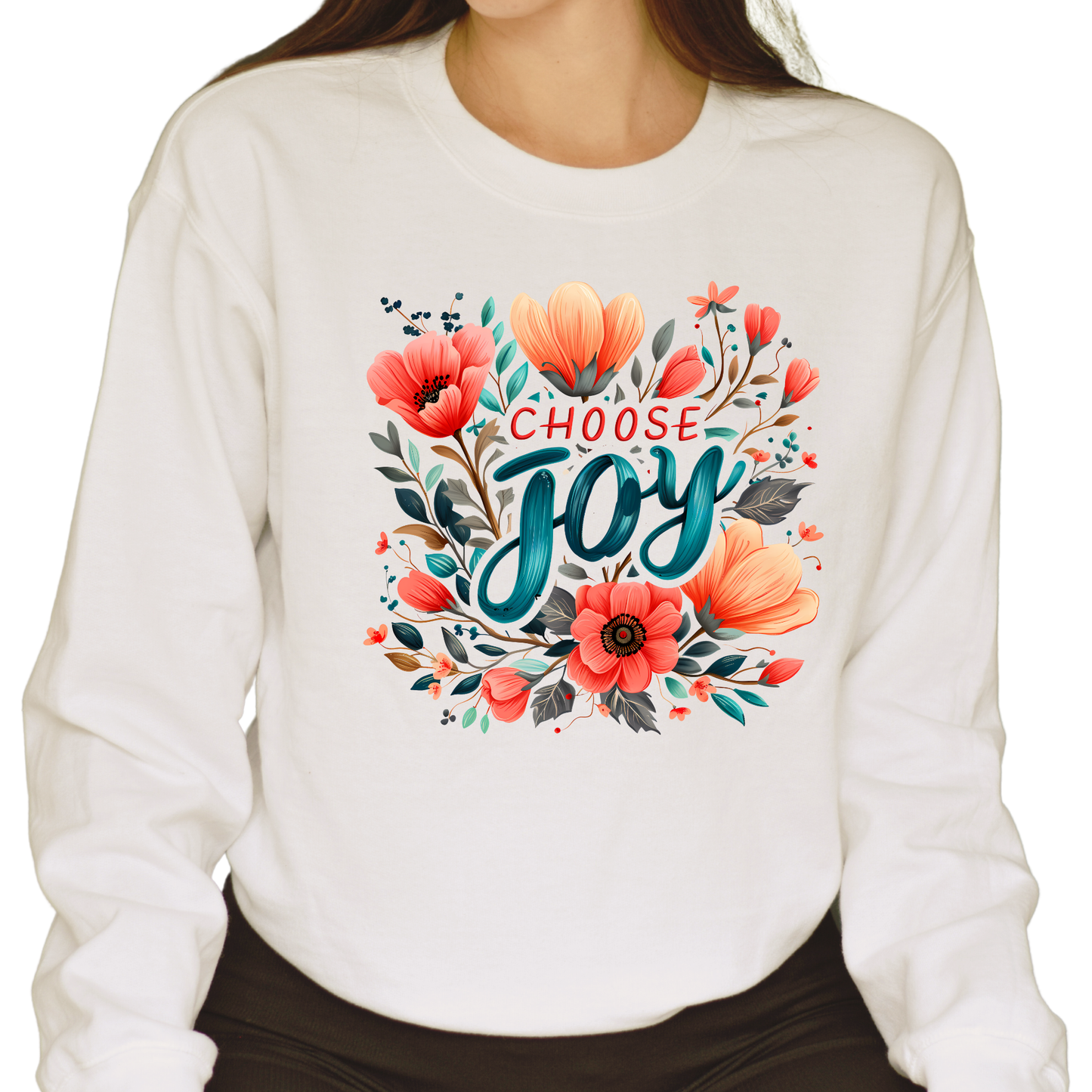 Sweater "Choose Joy" con Diseño Floral