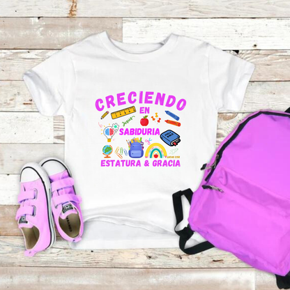 T-SHIRT "CRECIENDO EN SABIDURIA" para niños- back to school