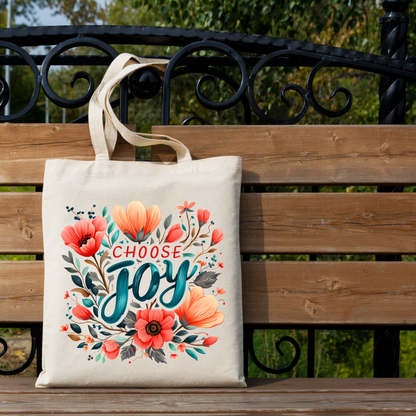 Tote Bag "Choose Joy" con Diseño Floreado