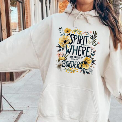 Hoodie "Spirit Lead Me Where My Trust Is Without Borders" con Diseño Floral