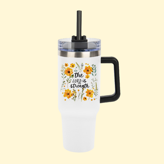 Termo "The Lord is My Strength" con Girasoles Amarillos – 40 oz Tumblr