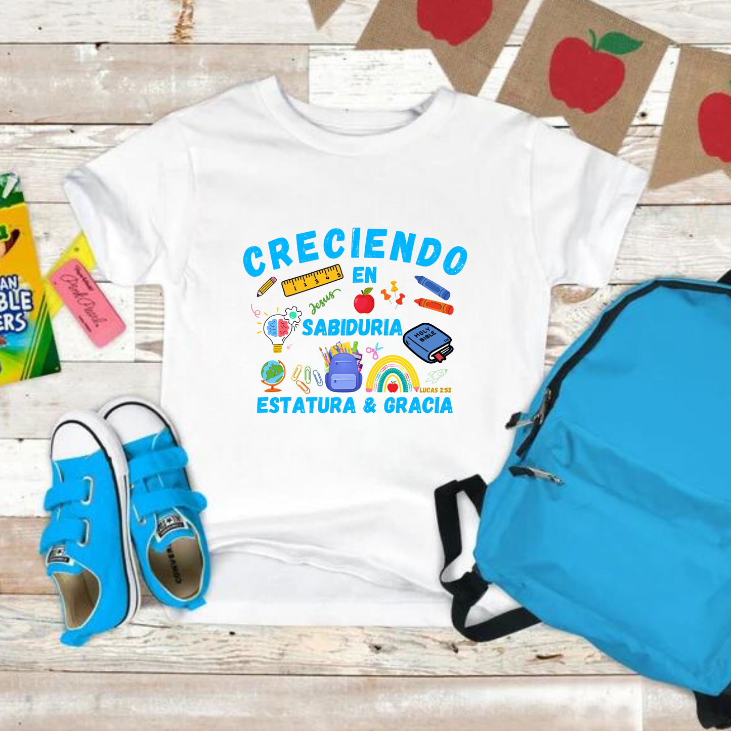 T-SHIRT "CRECIENDO EN SABIDURIA" para niños- back to school