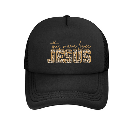 Hat "This mama Loves Jesus"Animal print, gorra, Leopardo