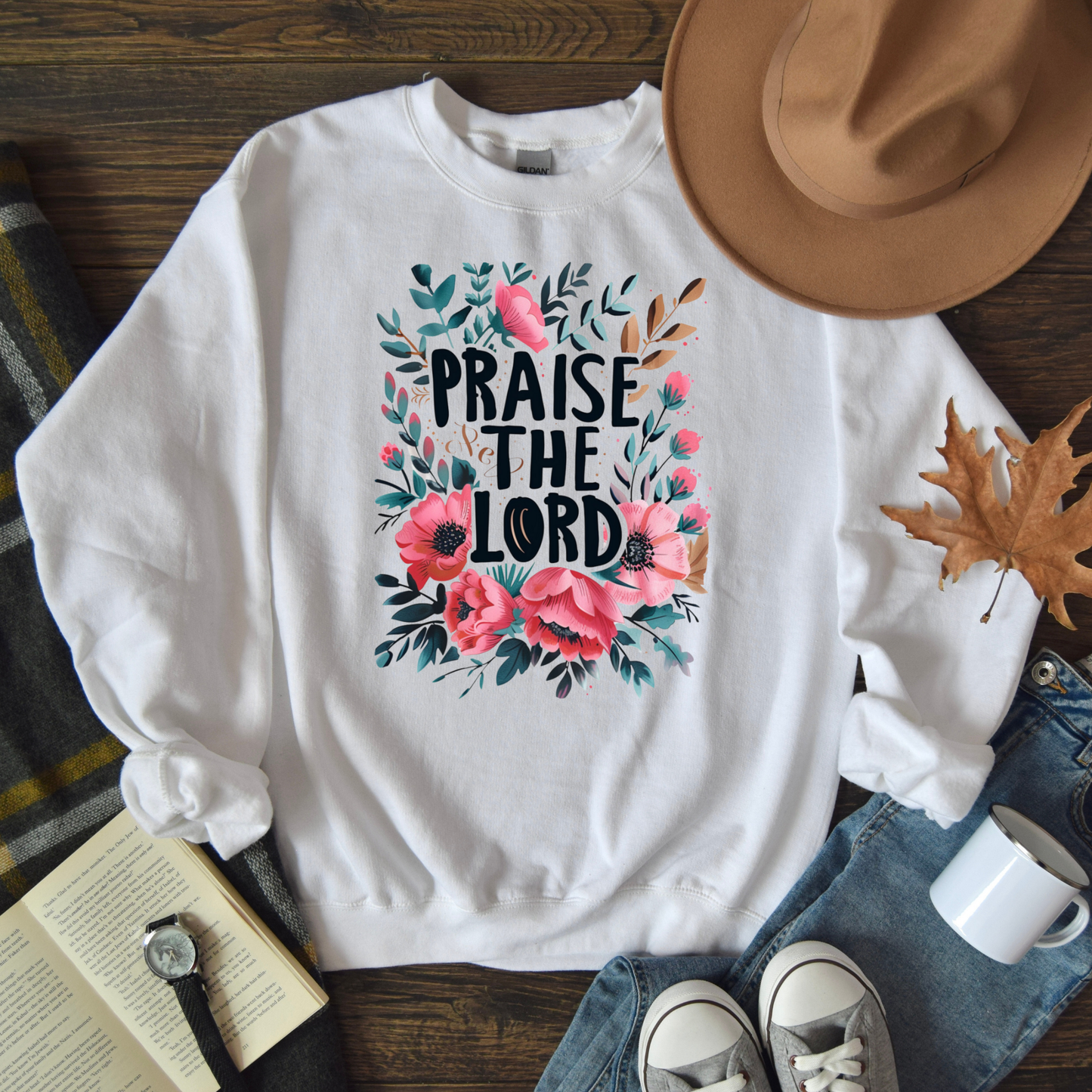 Sweater "Praise the Lord" con Diseño Floral