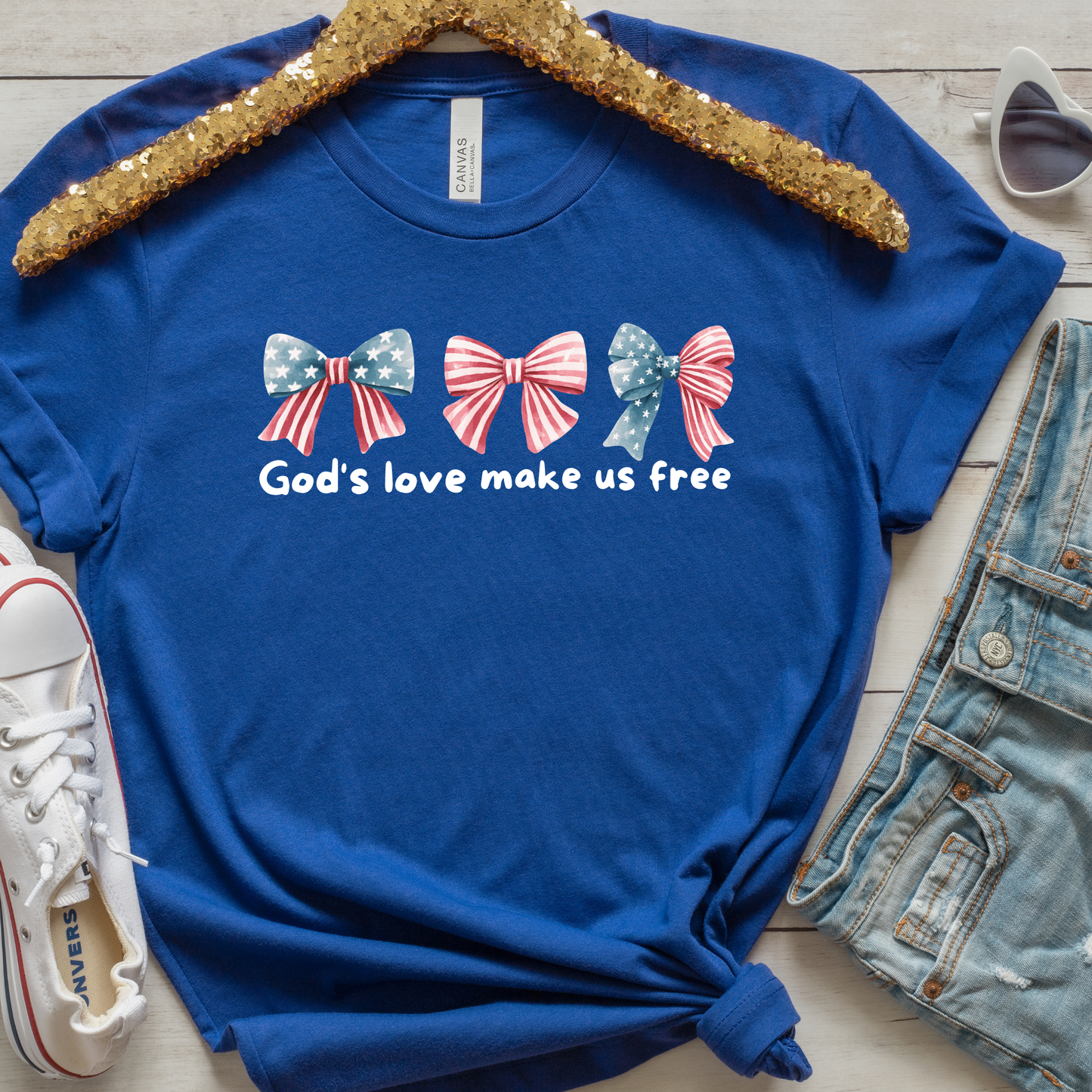 T- shirt "God's love make us free" lazoz -bow - 4th July