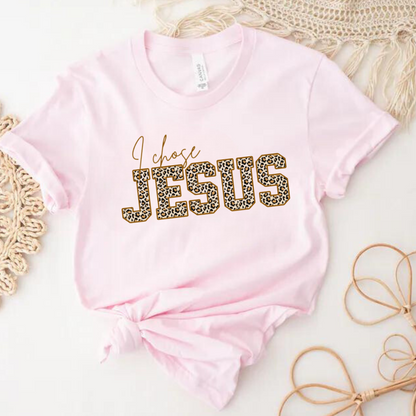 "I chose Jesus" T-shirt Leopardo manga corta. Animal Print