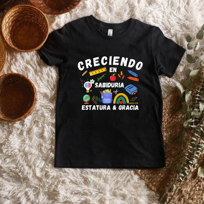 T-SHIRT "CRECIENDO EN SABIDURIA" para niños- back to school