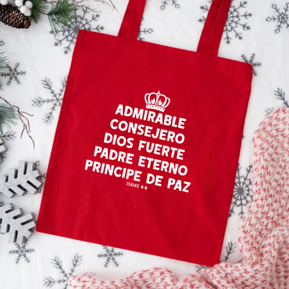 Tote Bag "Admirable Consejero, Dios Fuerte, Padre Eterno, Príncipe de Paz" – Inspirado en Isaías 9:6