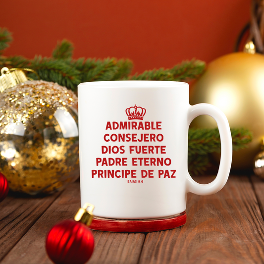 Taza "Admirable Consejero, Dios Fuerte, Padre Eterno, Príncipe de Paz" – Inspirada en Isaías 9:6