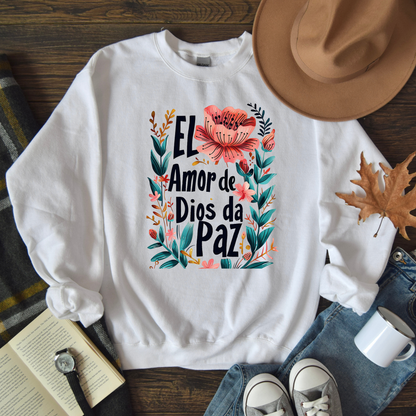 Sweater "El Amor de Dios Da Paz" con Diseño Floral