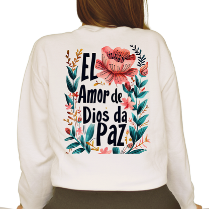 Sweater "El Amor de Dios Da Paz" con Diseño Floral