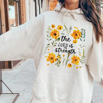 Hoddie "The Lord is My Strength" con Girasoles Amarillos