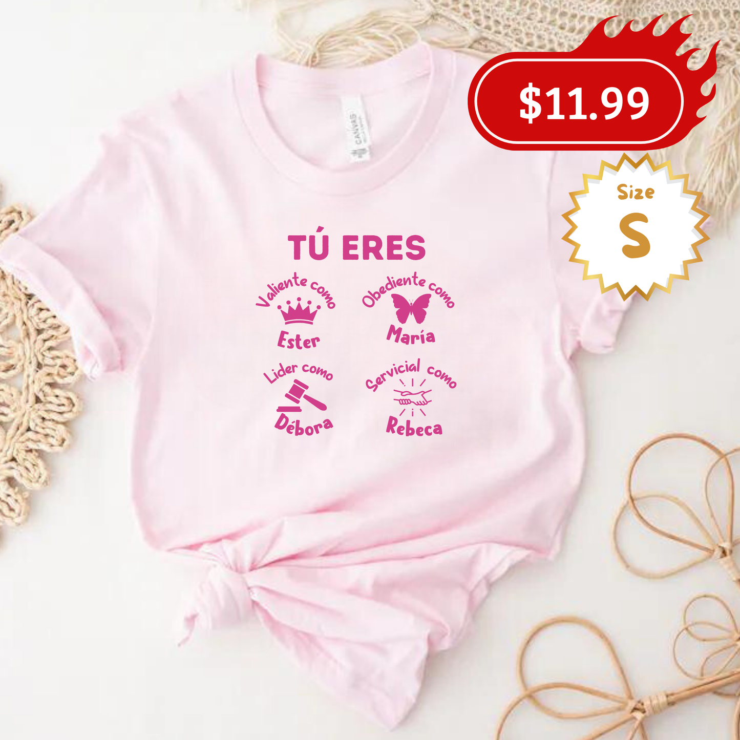 T-shirt "Tu eres" rosado