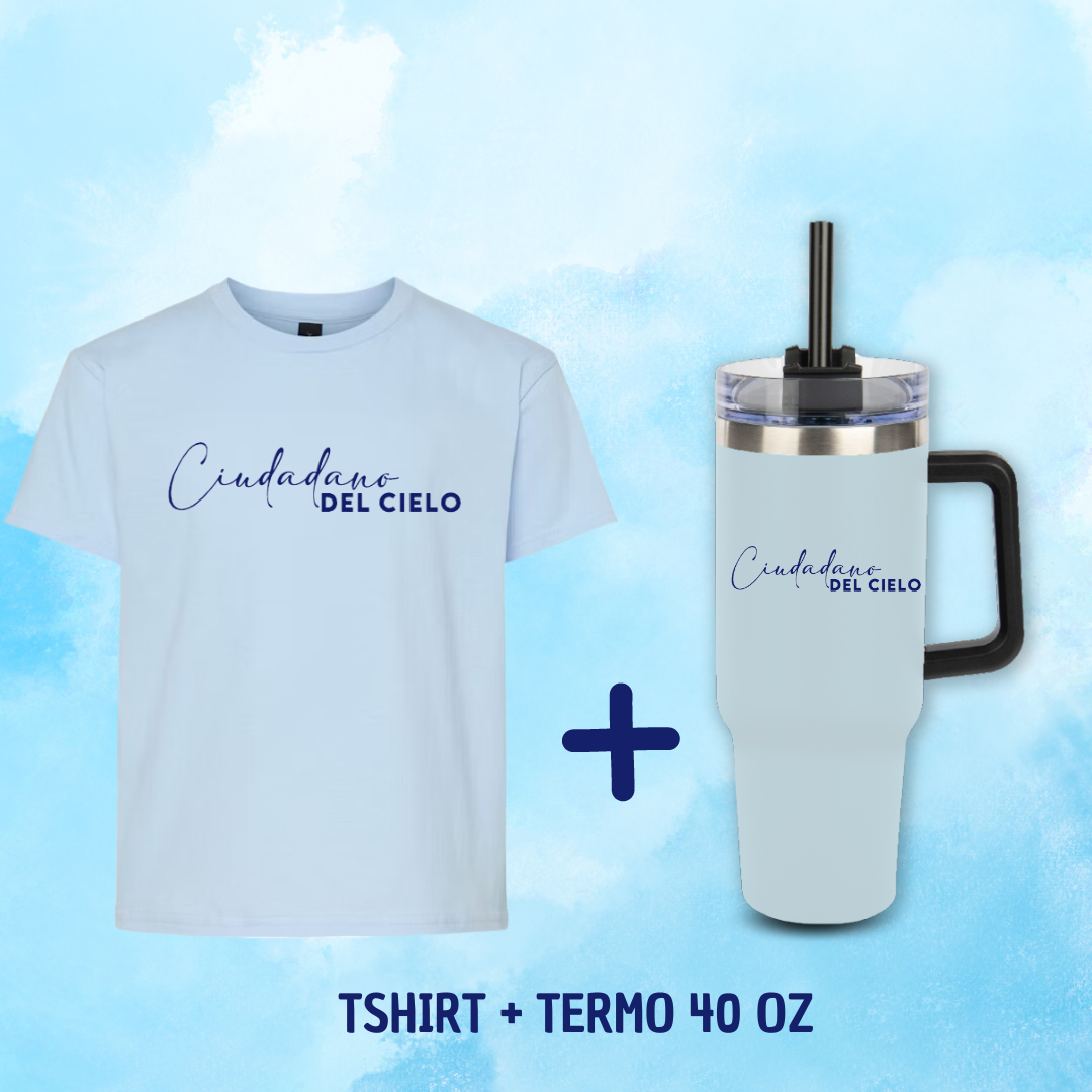 Tshirt + termo de 40 0z "Ciudadano del Cielo"