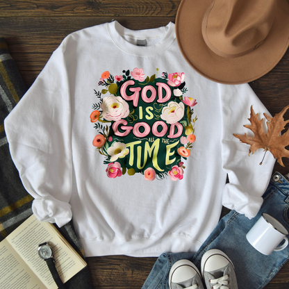 Sweater "God is Good All the Time" con Diseño Floral