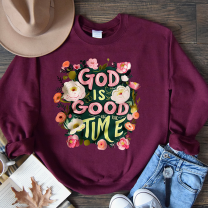 Sweater "God is Good All the Time" con Diseño Floral