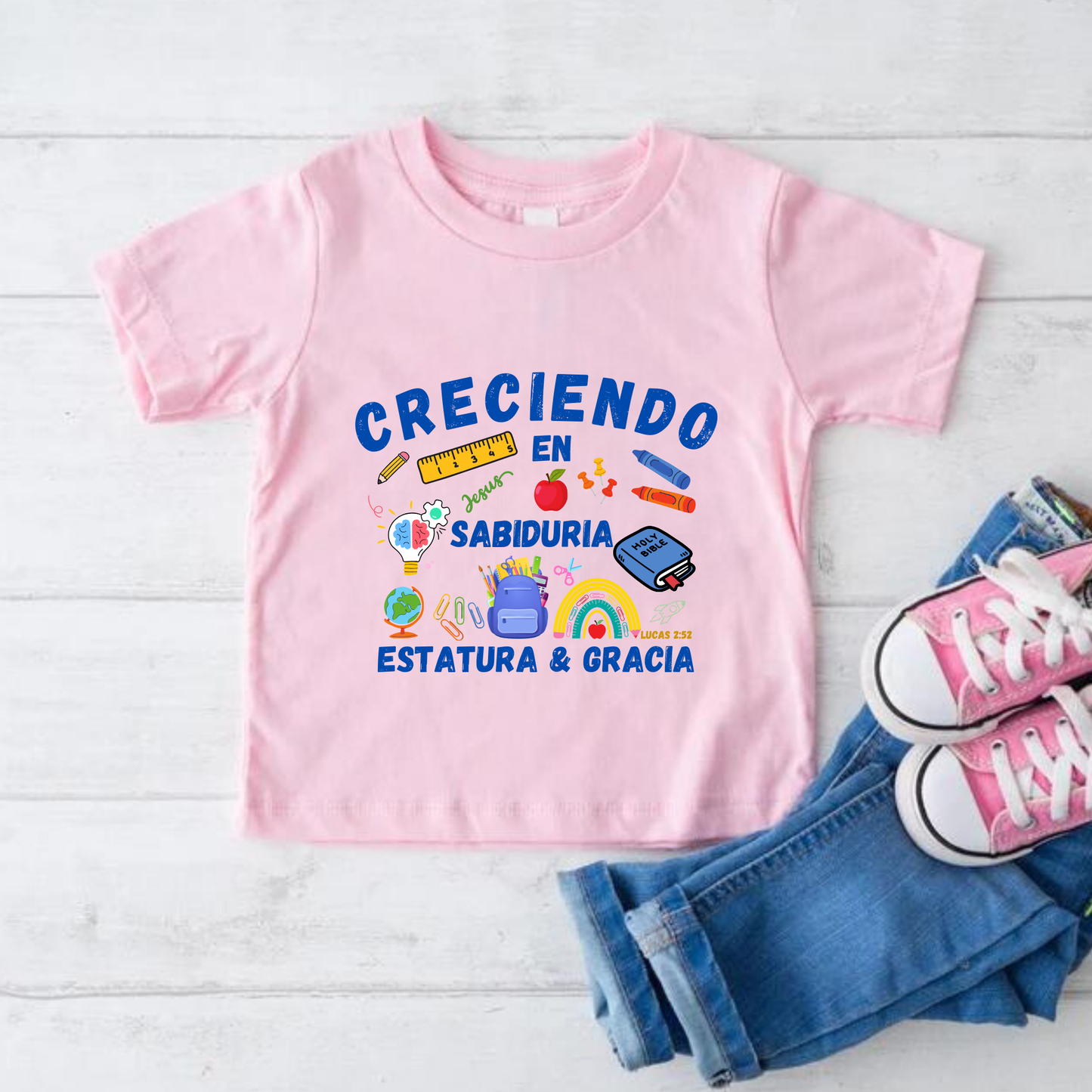 T-SHIRT "CRECIENDO EN SABIDURIA" para niños- back to school