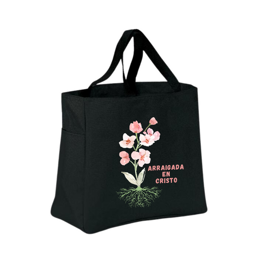 Tote bag con bolsillo " Arraigada en Cristo"