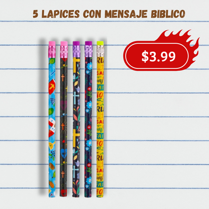 5 LAPICES CON MENSAJE BIBLICO