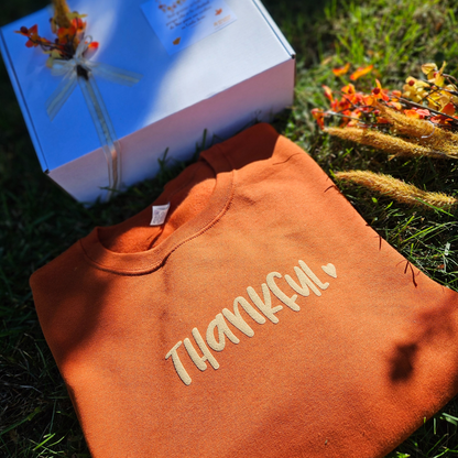 Sweater "Thankful" 3D PUFF Texas Orange-Naranja quemado