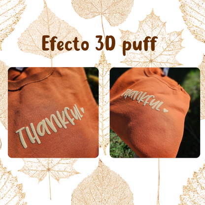 Sweater "Thankful" 3D PUFF Texas Orange-Naranja quemado