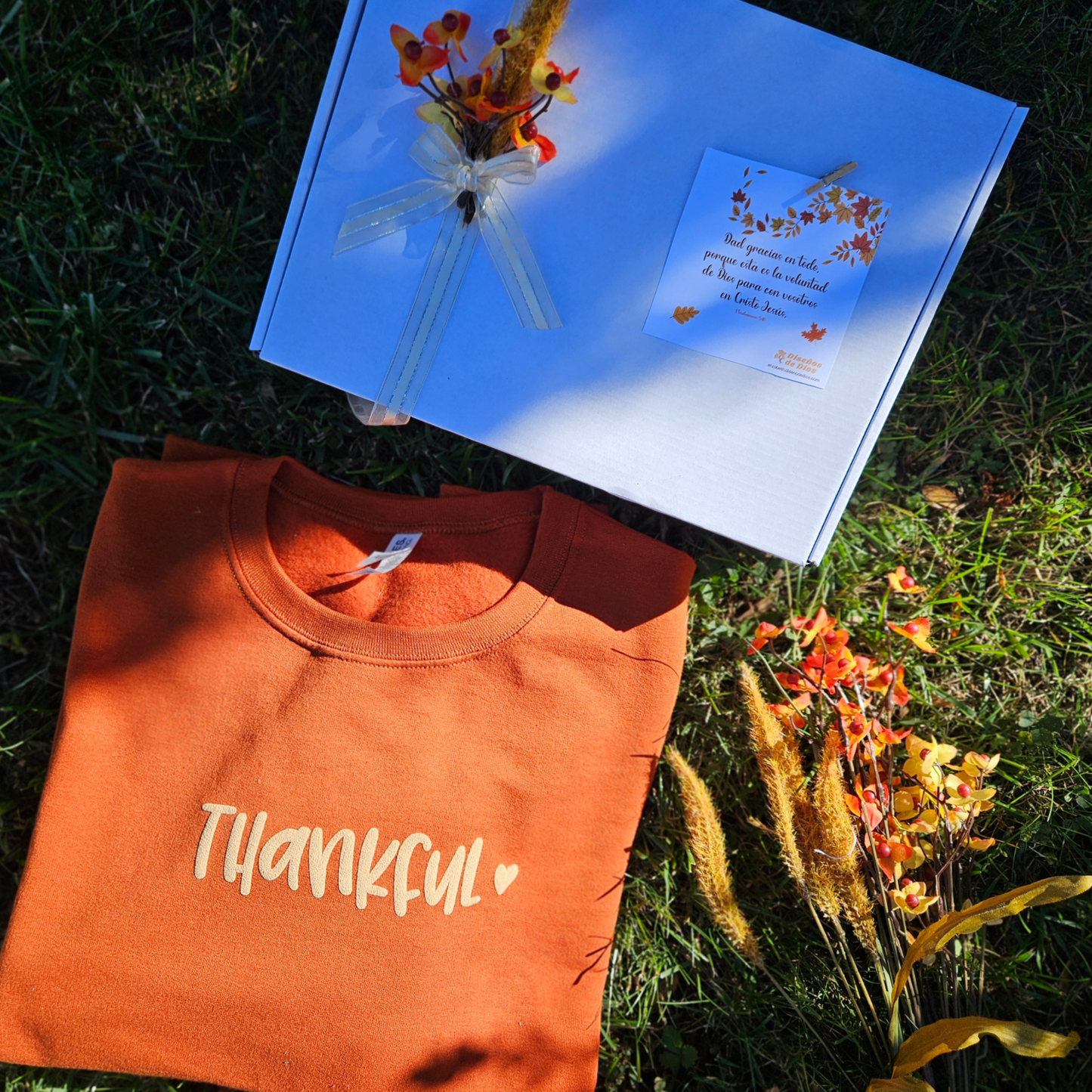 Sweater "Thankful" 3D PUFF Texas Orange-Naranja quemado