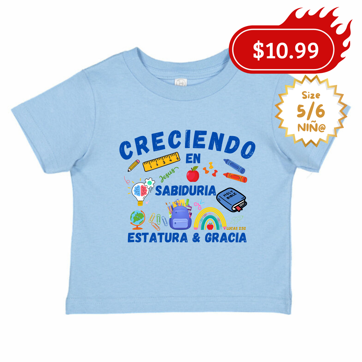 T-shirts "Creciendo en sabiduría" para niños