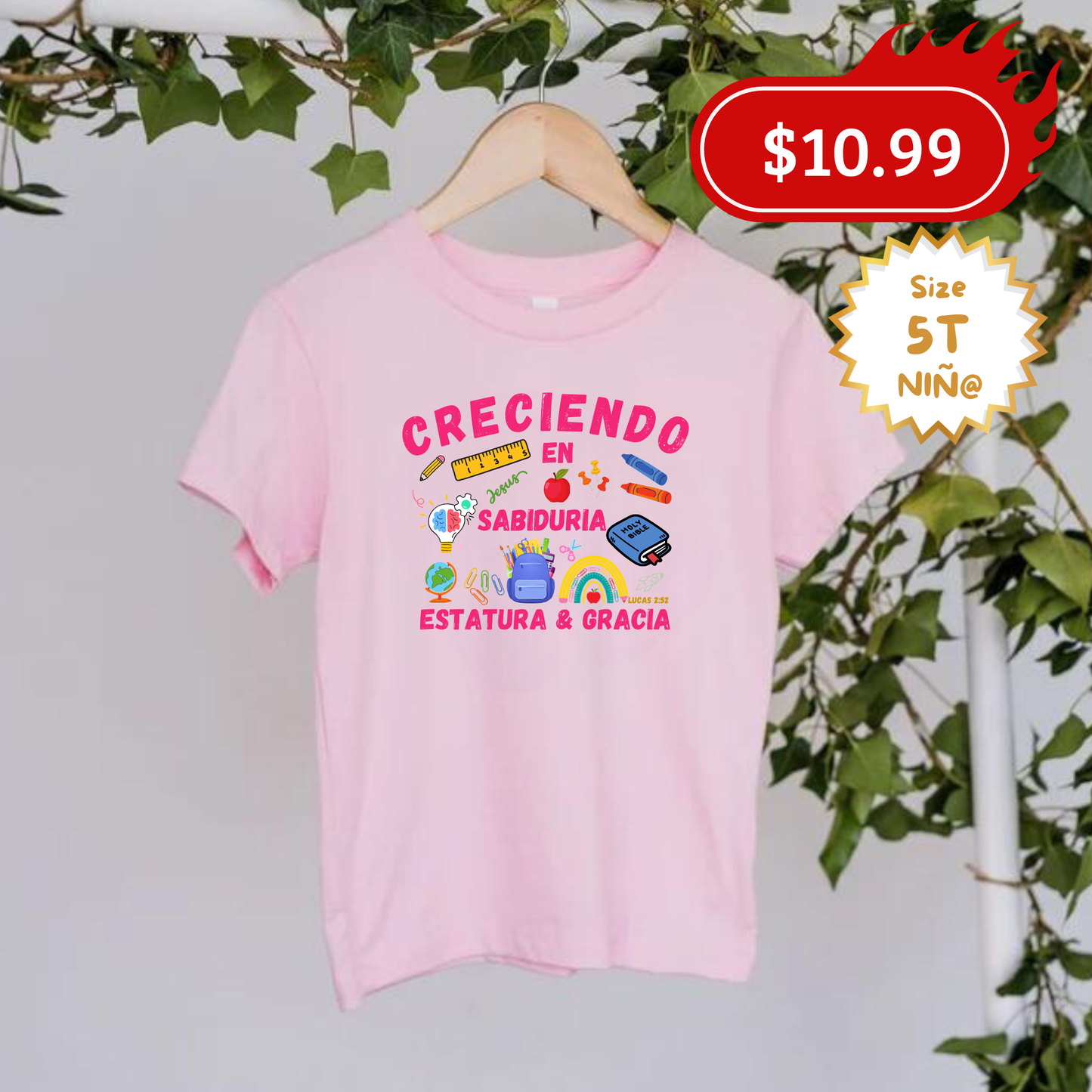 T-shirt "Creciendo en sabiduría" para niños