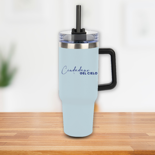 40oz Tumbler with Handle, "Ciudadano del Cielo"  Cup with Handle