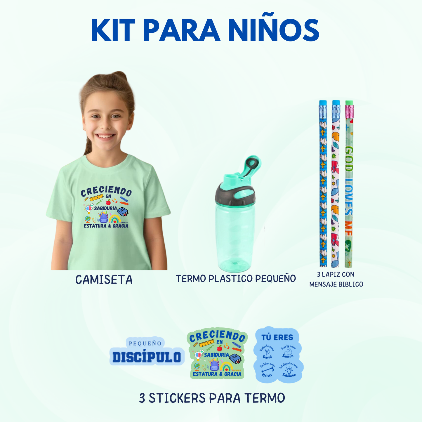 KIT PARA NIÑOS 4 ARTICULOS CON STICKERS